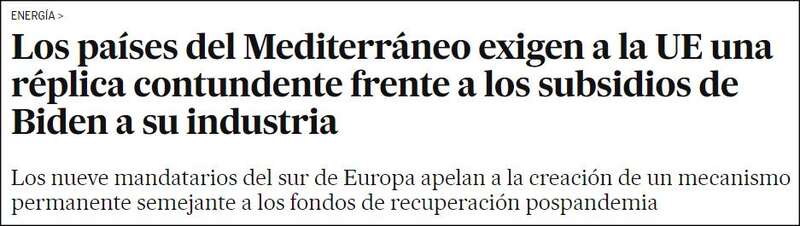 西班牙《国家报》：地中海国家要求欧盟对拜登的工业补贴政策作出强有力回应 ...