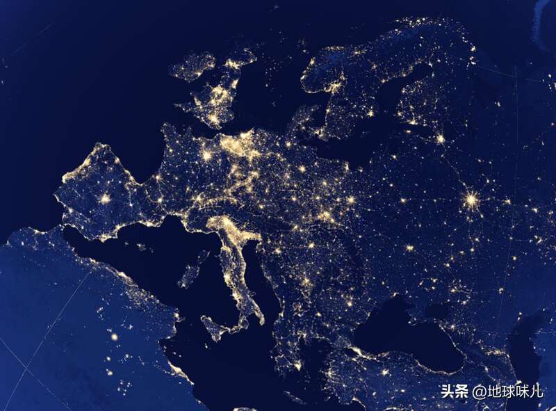 欧洲灯光分布图